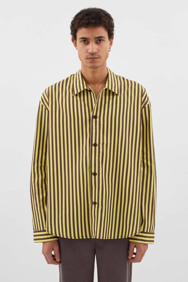 Sunnei OVER SHIRT / Burnt Aubergine & Yellow Stripes