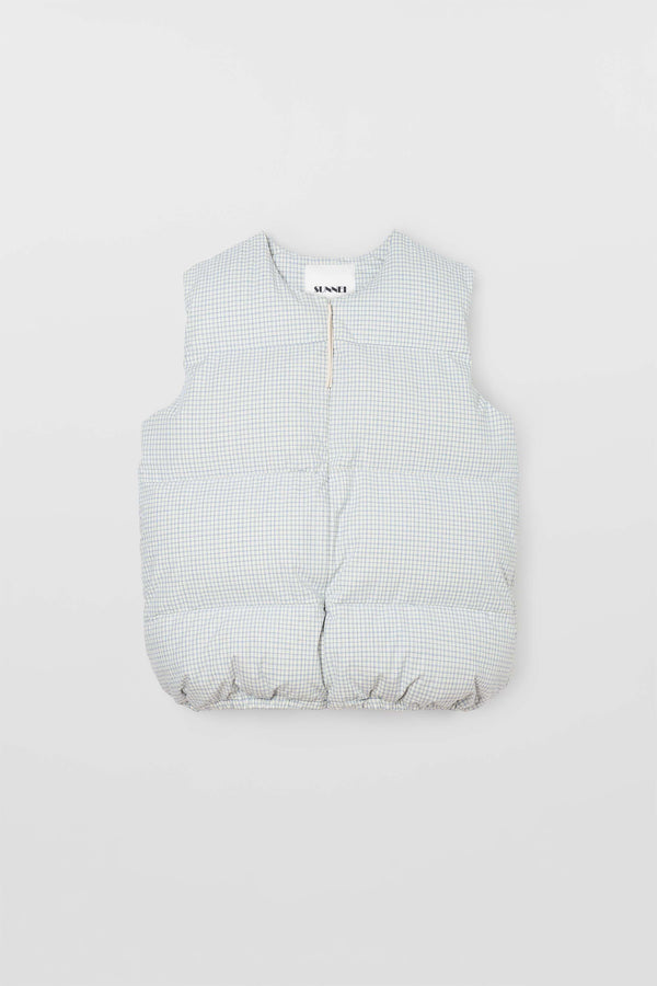 sunnei PUFFY GILET / off white & blue check