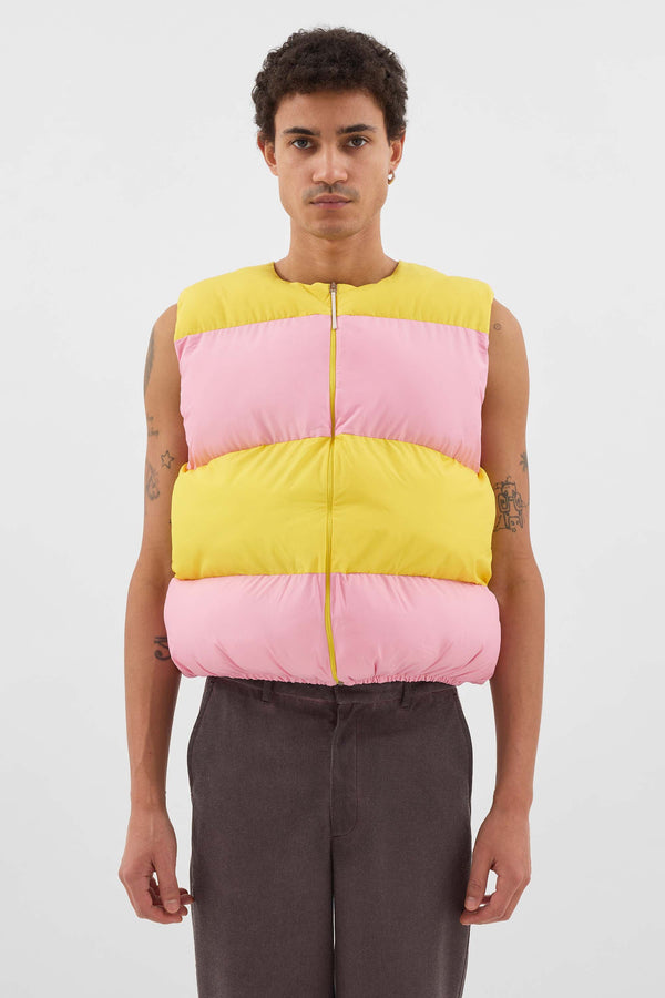 Sunnei PUFFY GILET / Pink & Bright Yellow
