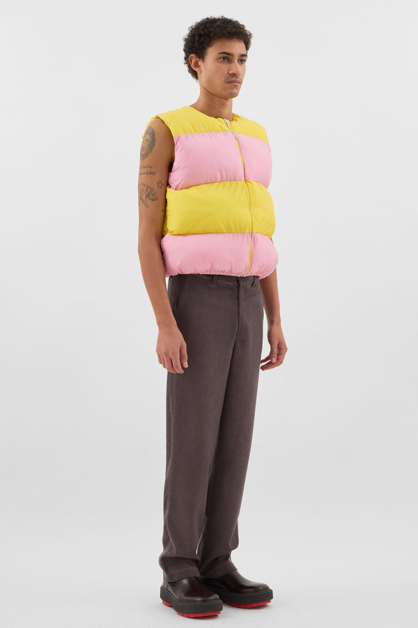 Sunnei PUFFY GILET / Pink & Bright Yellow
