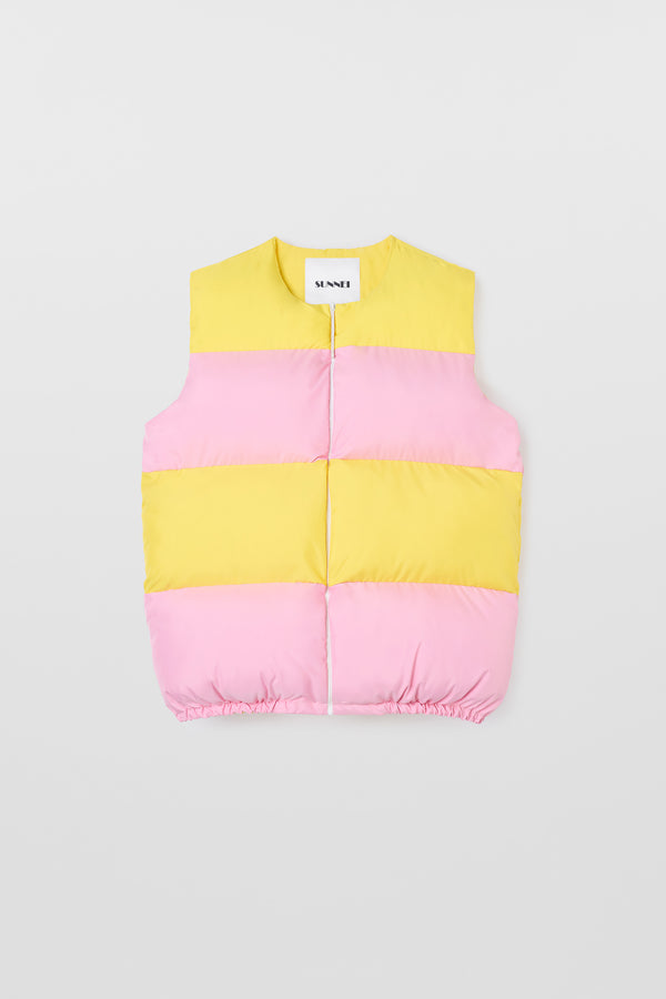 sunnei PUFFY GILET / pink & bright yellow