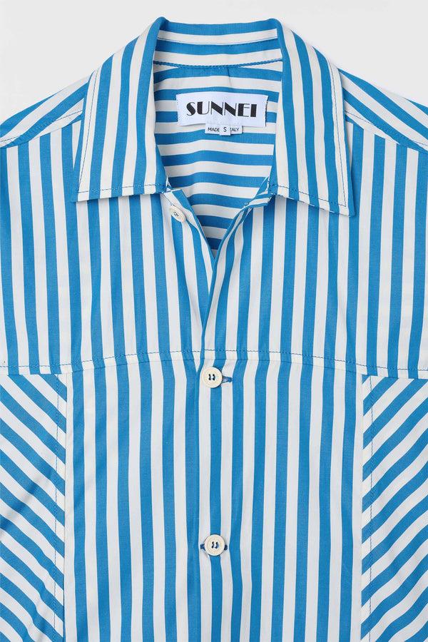 Sunnei SHIRT DRESS / Bluette & Off White Stripes