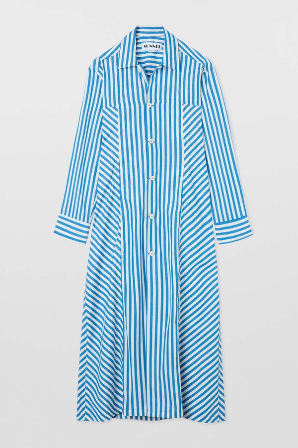 sunnei SHIRT DRESS / bluette & off white stripes