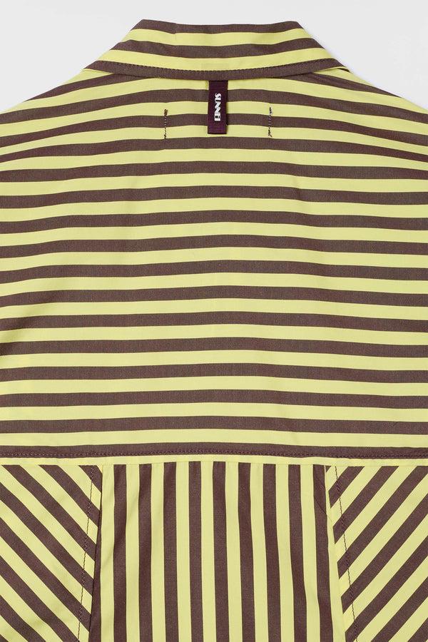 Sunnei SHIRT DRESS / Burnt Aubergine & Yellow Stripes