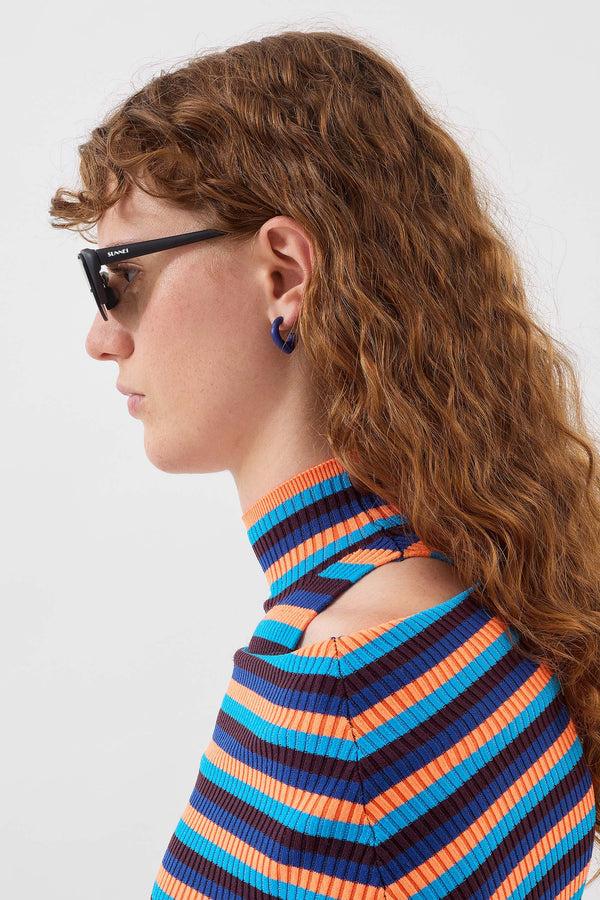 Sunnei SINGLE METALLIZED EARRING / Blue Matte