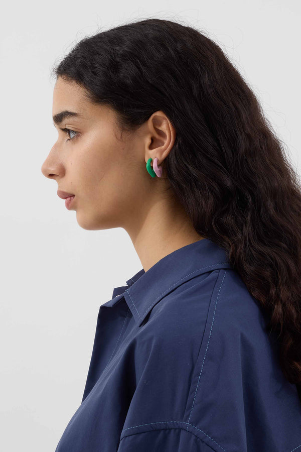 Sunnei SINGLE METALLIZED EARRING / Green Matte