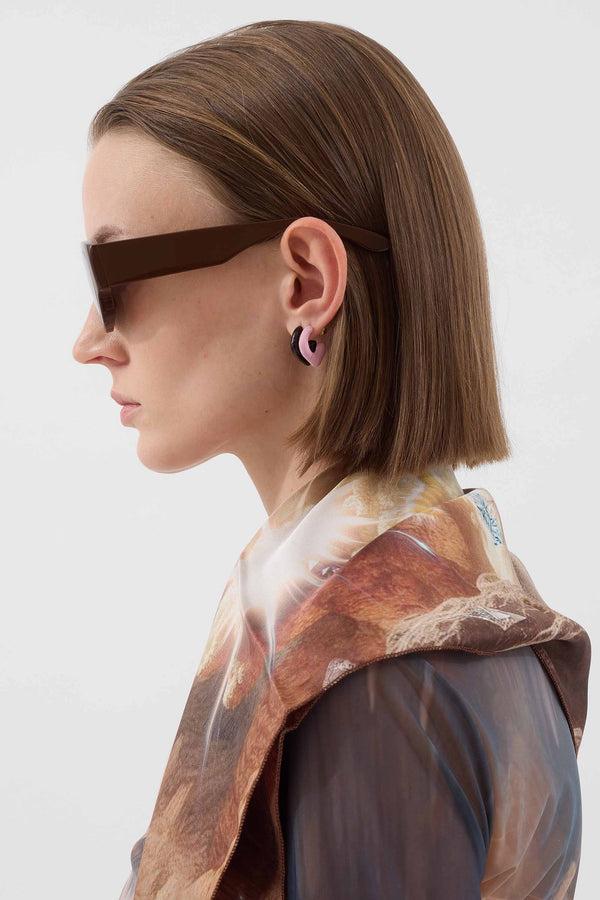 Sunnei SINGLE METALLIZED EARRING / Pink Matte