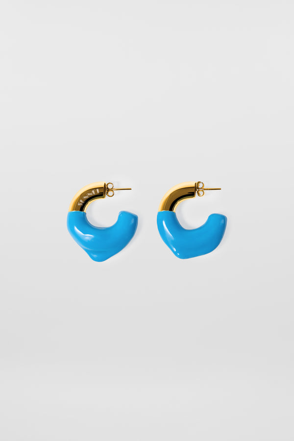 sunnei SMALL RUBBERIZED EARRINGS GOLD / light blue
