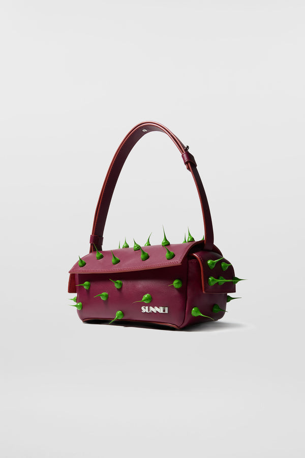 Sunnei SPIKY SMALL LABAULETTO BAG / Burgundy