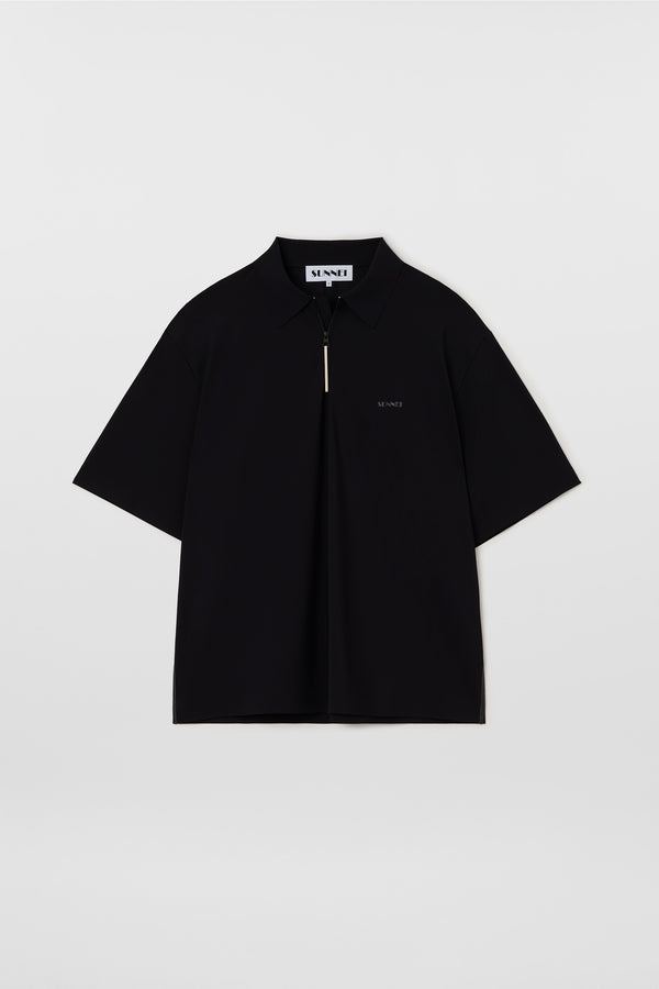 sunnei TECH SHORTSLEEVE POLO / black