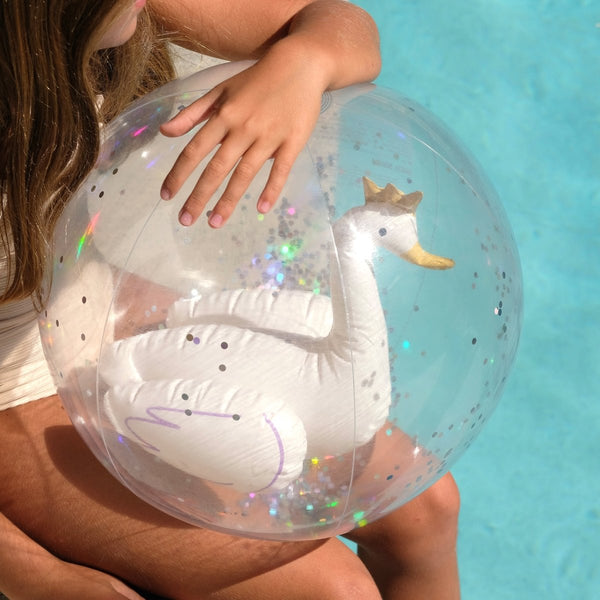 Sunnylife 3D Inflatable Beach Ball - Princess Swan Glitter