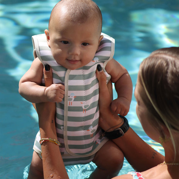 Sunnylife Baby Wetsuit - Sammy The Seagull Green Stripe