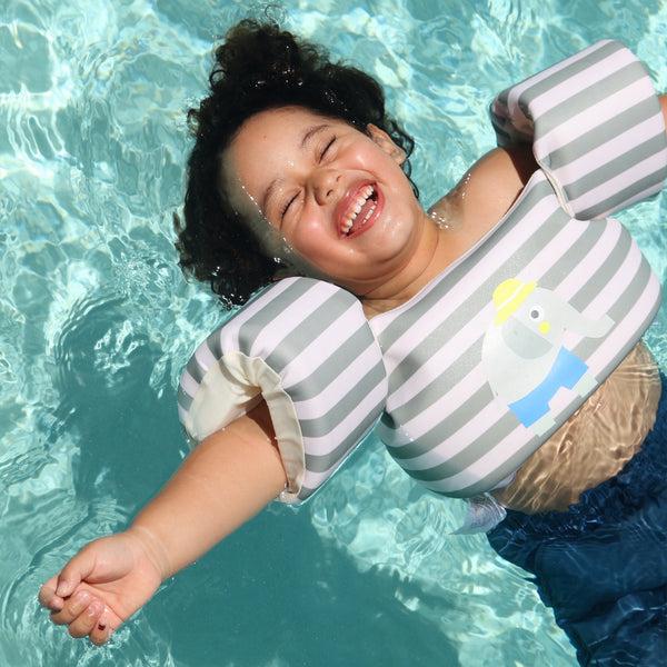 Sunnylife Floatie Jacket 3-6 - Eli The Elephant Green Stripe