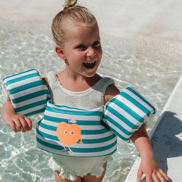 Sunnylife Floatie Jacket 3-6 - Poppy The Peach Green Stripe