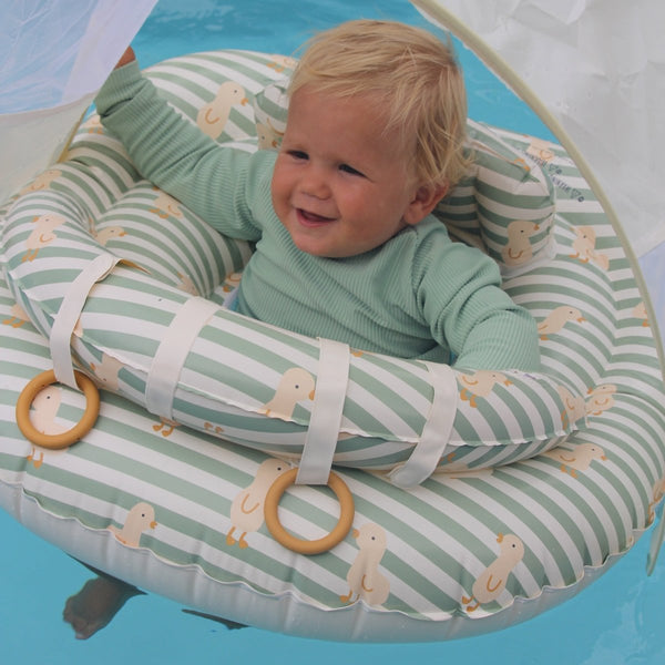 Sunnylife Interactive Baby Float - Dex The Duck Green Stripe