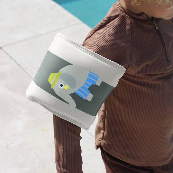 Sunnylife Kids Neoprene Arm Bands - Eli The Elephant Green Stripe