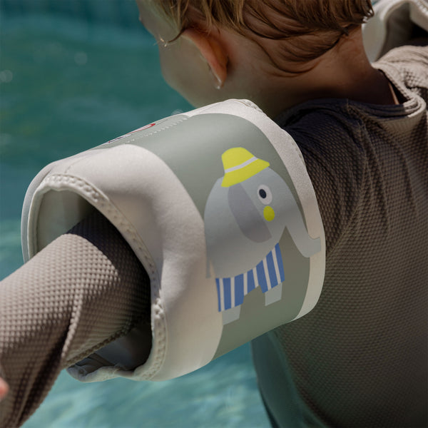 Sunnylife Kids Neoprene Arm Bands - Eli The Elephant Green Stripe