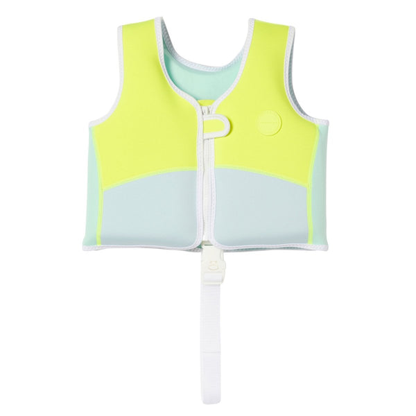 sunnylife Kids Swim Vest 2-3 - Salty The Shark Neon Yellow