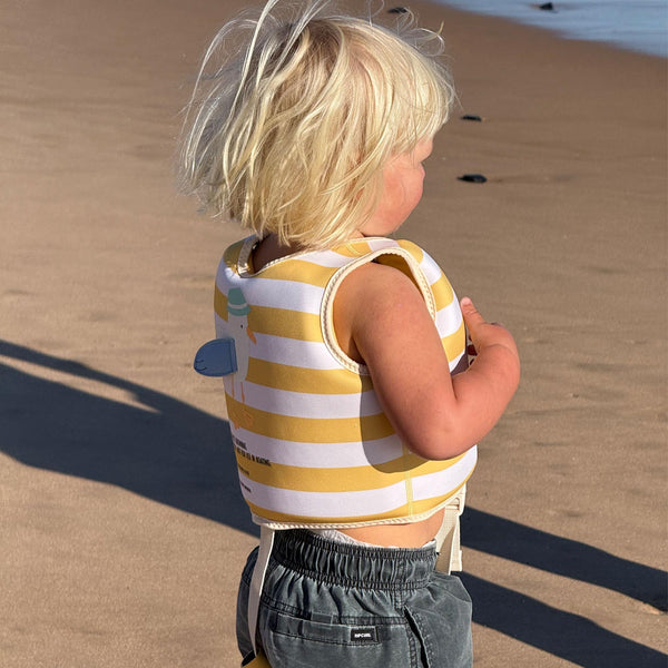 Sunnylife Kids Swim Vest 2-3 - Sammy The Seagull Yellow Stripe