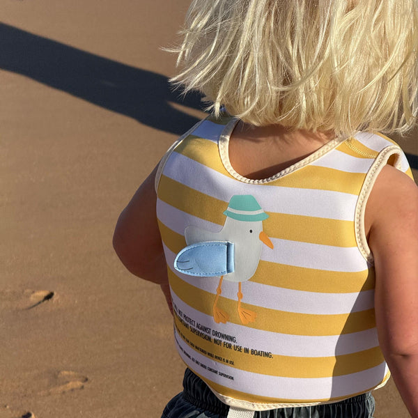 Sunnylife Kids Swim Vest 2-3 - Sammy The Seagull Yellow Stripe