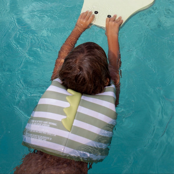 Sunnylife Kids Swim Vest 3-6 - Into The Wild Green Stripe