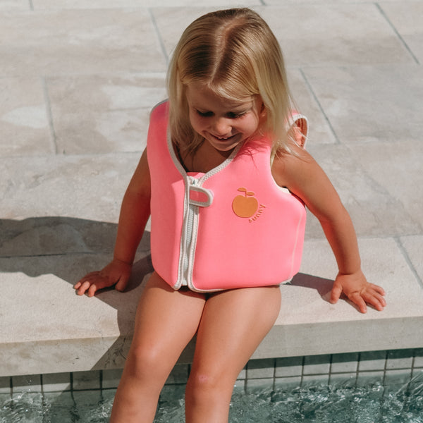 Sunnylife Kids Swim Vest 3-6 - Poppy The Peach Neon Pink