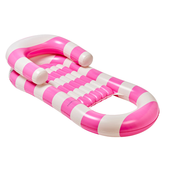 sunnylife Laze & Lounge Float - Pool Party Magenta Stripe