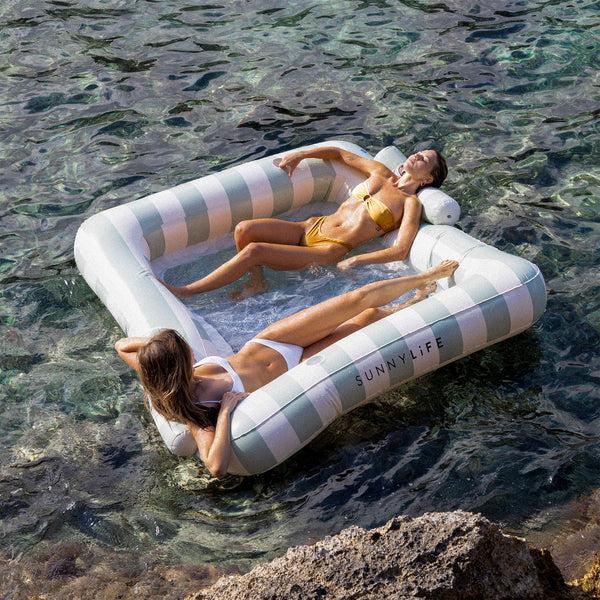 Sunnylife Luxe Twin Hammock Float - The Vacay Olive Stripe