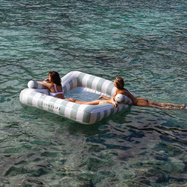 Sunnylife Luxe Twin Hammock Float - The Vacay Olive Stripe