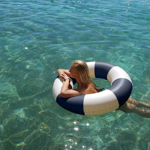 Sunnylife Slim Tube Pool Ring - Le Weekend Navy Stripe