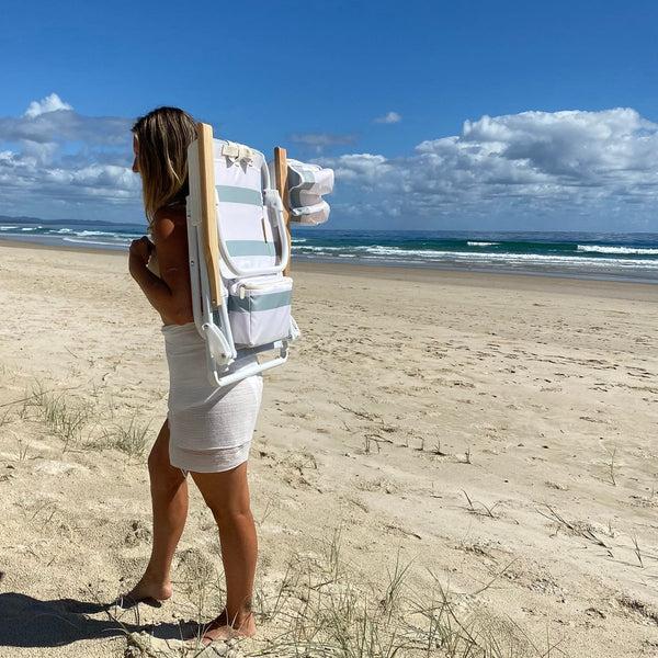 Sunnylife Beach Chair Deluxe - La Palma Sage Stripe