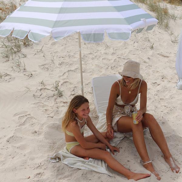 Sunnylife Compact Beach Umbrella - Sea Sage Stripe