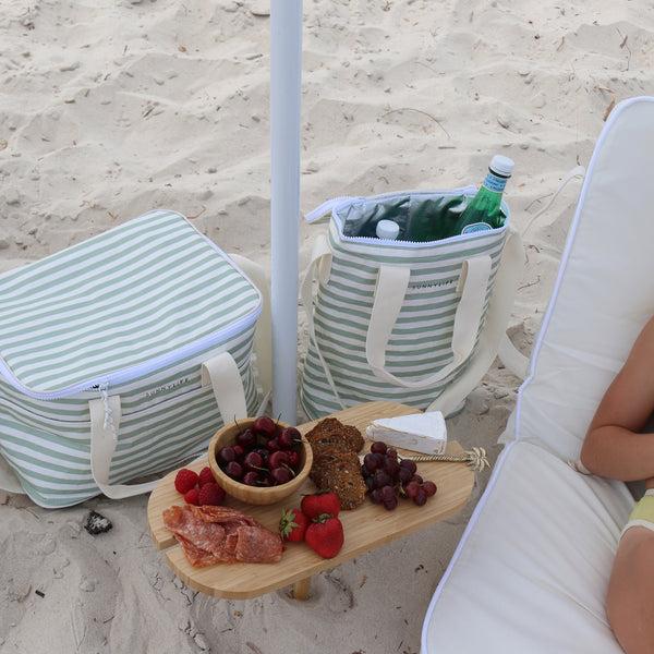 Sunnylife Light Cooler Drinks Bag - Sea Sage Stripe