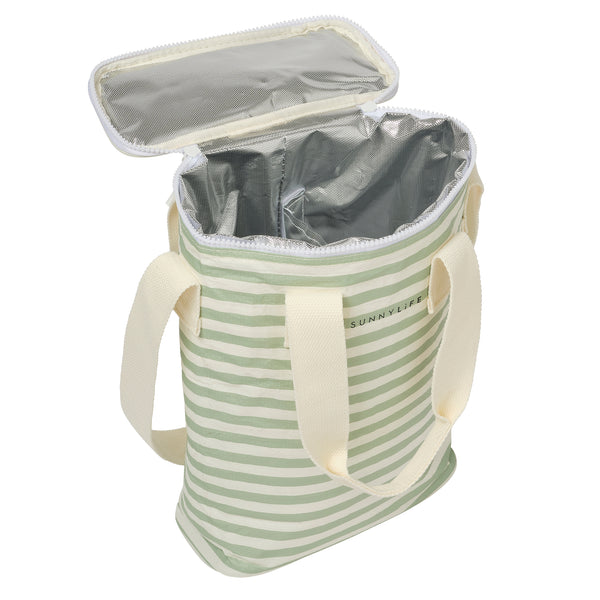 Sunnylife Light Cooler Drinks Bag - Sea Sage Stripe