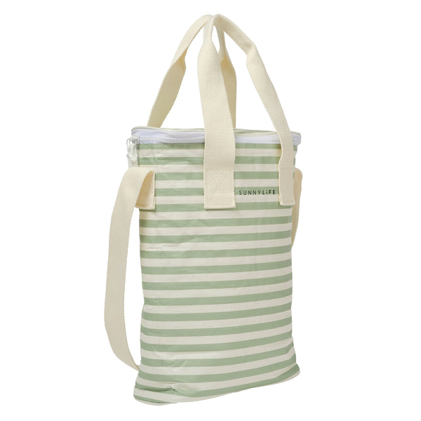 sunnylife Light Cooler Drinks Bag - Sea Sage Stripe