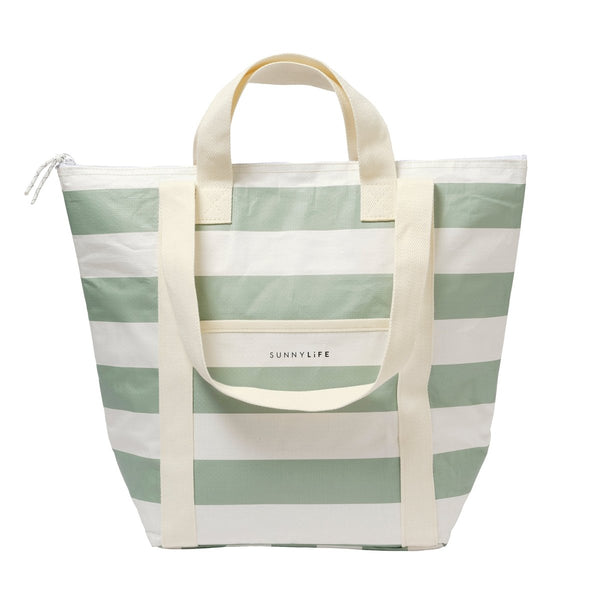 sunnylife Light Cooler Tote - La Palma Sage Stripe