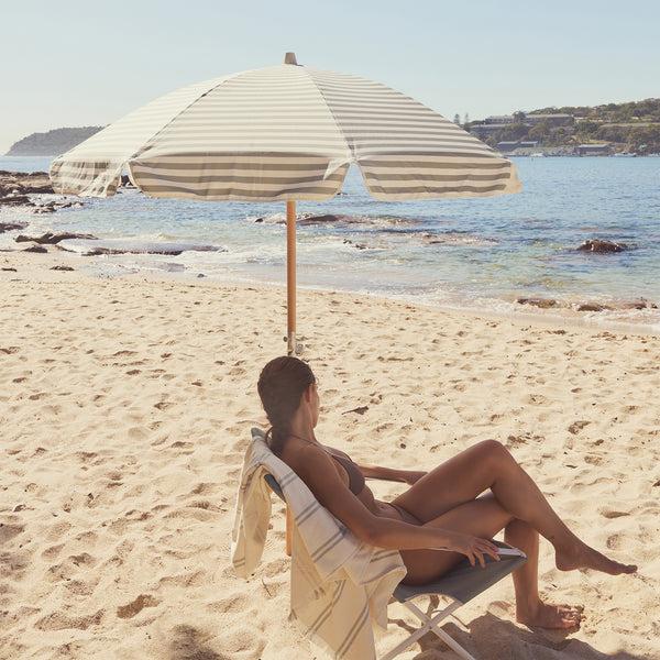 Sunnylife Luxe Beach Umbrella - Seagrass Stripe