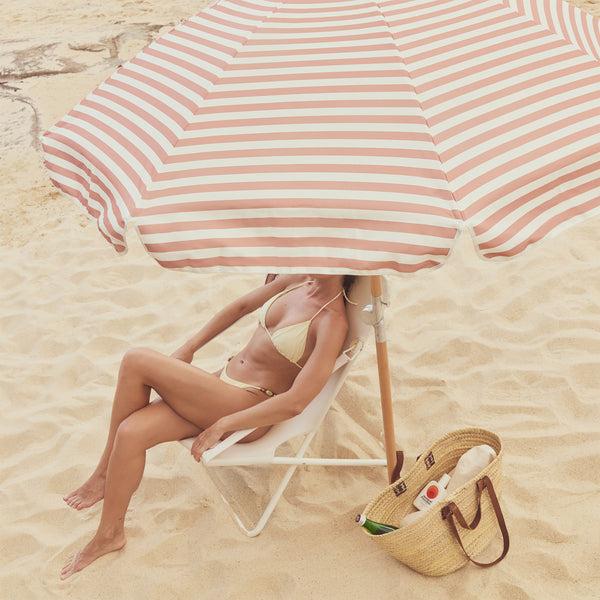 Sunnylife Luxe Beach Umbrella - Tierra Clay Stripe
