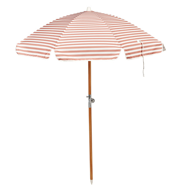 sunnylife Luxe Beach Umbrella - Tierra Clay Stripe
