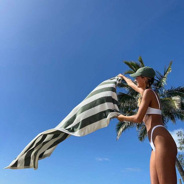 Sunnylife Luxe Towel - The Vacay Olive Stripe