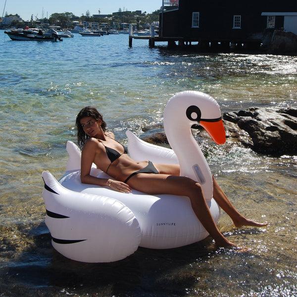 Sunnylife Original Luxe Ride-On Float Swan - White