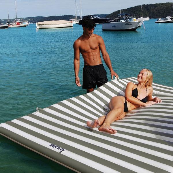 Sunnylife Party Pad Float - Seagrass Sage Stripe