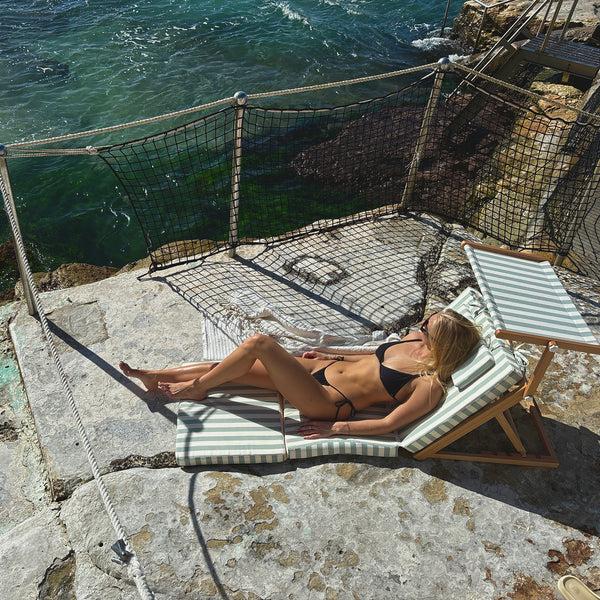 Sunnylife Pool House Daybed - La Palma Sage Stripe