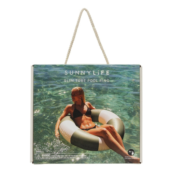 Sunnylife Slim Tube Pool Ring - Olive Stripe