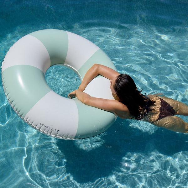 Sunnylife Tube Pool Ring - The Vacay Soft Olive Stripe
