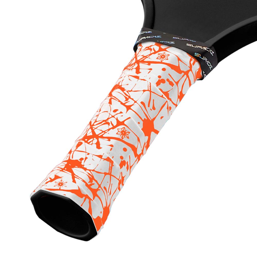 Supacaz Super Sticky Kush Pickleball Overgrip – Splat – Neon Orange – 3pk
