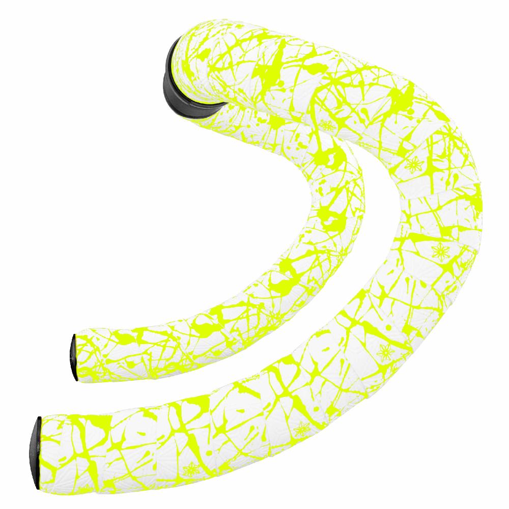 supacaz Super Sticky Kush – Splat – Limited – White w/ Neon Yellow