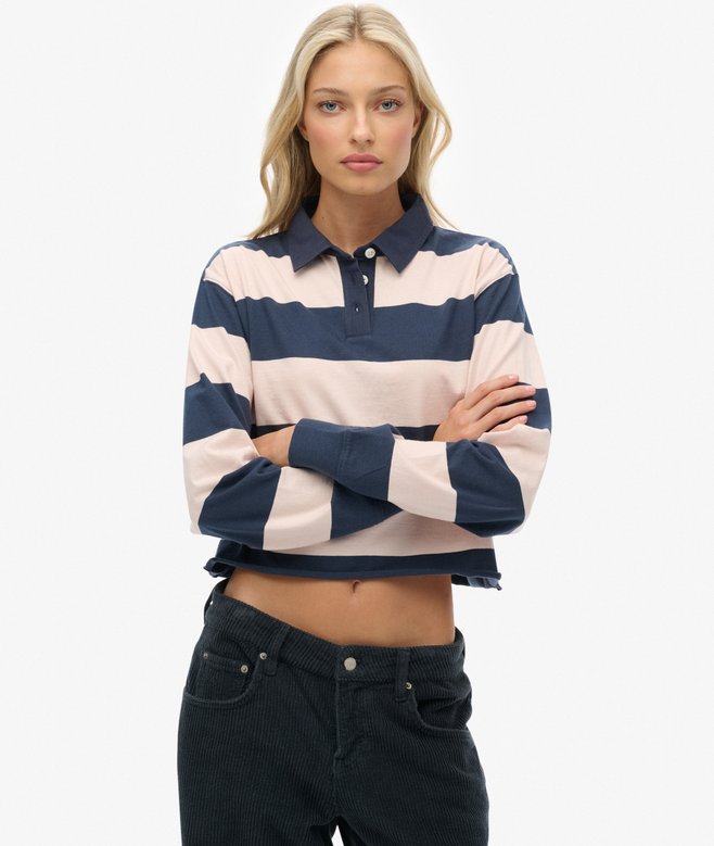 Superdry Athletic Essentials Cropped Stripe Rugby Top