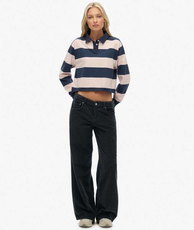 Superdry Athletic Essentials Cropped Stripe Rugby Top