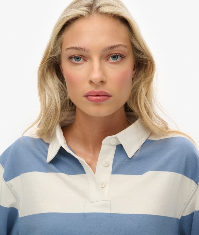 Superdry Athletic Essentials Cropped Stripe Rugby Top